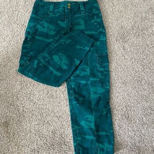 Anthropologie Austin Camo Cargo Green Turq.Straight Crop Leg Pants